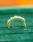 Antique 1913 18ct Gold Turquoise 5 Stone Ring | Edwardian Birmingham Hallmarked | H.W.L Maker