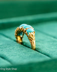 Antique 1913 18ct Gold Turquoise 5 Stone Ring | Edwardian Birmingham Hallmarked | H.W.L Maker