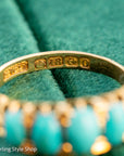 Antique 1913 18ct Gold Turquoise 5 Stone Ring | Edwardian Birmingham Hallmarked | H.W.L Maker