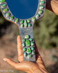 Federico Jimenez Handcrafted Sterling Silver Mirror with 38 Lone Mountain Turquoise Stones From Larry Cooley’s Legendary Collection