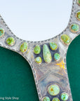 Federico Jimenez Handcrafted Sterling Silver Mirror with 38 Lone Mountain Turquoise Stones From Larry Cooley’s Legendary Collection