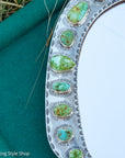 Federico Jimenez Handcrafted Sterling Silver Mirror with 38 Lone Mountain Turquoise Stones From Larry Cooley’s Legendary Collection