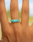 Antique 1913 18ct Gold Turquoise 5 Stone Ring | Edwardian Birmingham Hallmarked | H.W.L Maker