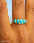 Antique 1913 18ct Gold Turquoise 5 Stone Ring | Edwardian Birmingham Hallmarked | H.W.L Maker