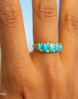 Antique 1913 18ct Gold Turquoise 5 Stone Ring | Edwardian Birmingham Hallmarked | H.W.L Maker