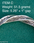 Sterling Silver Stamped Cuff, Sunshines Reeves Bracelet, Native American
