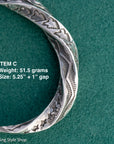 Sterling Silver Stamped Cuff, Sunshines Reeves Bracelet, Native American