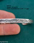 Sterling Silver Stamped Cuff, Sunshines Reeves Bracelet, Native American