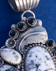 Sterling Silver White Buffalo Statement Pendant by Readda Begay