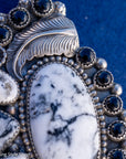 Sterling Silver White Buffalo Statement Pendant by Readda Begay