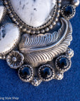 Sterling Silver White Buffalo Statement Pendant by Readda Begay