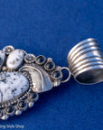 Sterling Silver White Buffalo Statement Pendant by Readda Begay