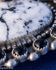 Sterling Silver White Buffalo Statement Pendant by Readda Begay