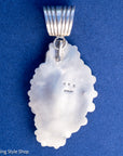 Sterling Silver White Buffalo Statement Pendant by Readda Begay