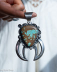 Chimney Butte Naja Pendant | Number 8 Turquoise | Heavy Sterling Silver | Native American Jewelry