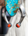 Chimney Butte Naja Pendant | Kingman Turquoise | Heavy Sterling Silver | Native American Statement Jewelry