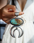 Chimney Butte Naja Pendant | Number 8 Turquoise | Heavy Sterling Silver | Native American Jewelry