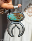 Chimney Butte Naja Pendant | Number 8 Turquoise | Heavy Sterling Silver | Native American Jewelry