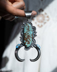 Chimney Butte Naja Pendant | Number 8 & Golden Hills Turquoise, Sterling Silver, Signed and Hallmarked