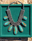 Ernest R Begay Candelaria Turquoise Necklace | 9mm Navajo Pearls | 286g Statement Necklace