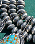 Ernest R Begay Candelaria Turquoise Necklace | 9mm Navajo Pearls | 286g Statement Necklace
