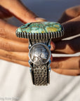 Alvin Yellowhorse Royal Web Variscite Cuff – Navajo Sterling Silver Bracelet-on-Bracelet Design – Turquoise, Coral & Jade Inlay 134g