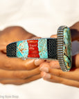 Alvin Yellowhorse Royal Web Variscite Cuff – Navajo Sterling Silver Bracelet-on-Bracelet Design – Turquoise, Coral & Jade Inlay 134g