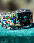 Alvin Yellowhorse Navajo Cuff Bracelet, Night Sky Inlay, Wide Statement Collector Piece
