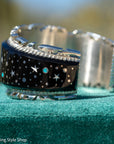 Alvin Yellowhorse Navajo Cuff Bracelet, Night Sky Inlay, Wide Statement Collector Piece