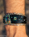 Alvin Yellowhorse Navajo Cuff Bracelet, Night Sky Inlay, Wide Statement Collector Piece