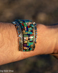 Alvin Yellowhorse Navajo Cuff Bracelet, Night Sky Inlay, Wide Statement Collector Piece