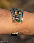 Alvin Yellowhorse Navajo Cuff Bracelet, Night Sky Inlay, Wide Statement Collector Piece