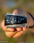Alvin Yellowhorse Navajo Cuff Bracelet, Night Sky Inlay, Wide Statement Collector Piece