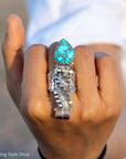 Alvin Yellowhorse Darling Darlene Turquoise & Sugilite Sterling Silver and 18K Gold Statement Ring