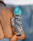 Alvin Yellowhorse Darling Darlene Turquoise & Sugilite Sterling Silver and 18K Gold Statement Ring