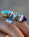 Alvin Yellowhorse Darling Darlene Turquoise & Sugilite Sterling Silver and 18K Gold Statement Ring