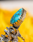 Alvin Yellowhorse Darling Darlene Turquoise & Sugilite Sterling Silver and 18K Gold Statement Ring
