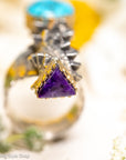 Alvin Yellowhorse Darling Darlene Turquoise & Sugilite Sterling Silver and 18K Gold Statement Ring
