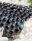 Federico Jimenez Sterling Silver Onyx & Turquoise Statement Cuff