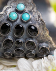 Federico Jimenez Sterling Silver Onyx & Turquoise Statement Cuff