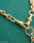 Antique 18k gold trombone link chain, Edwardian Chester 1914 hallmarked, Albert Watch Chain, 51.3g