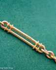 Antique 18k gold trombone link chain, Edwardian Chester 1914 hallmarked, Albert Watch Chain, 51.3g