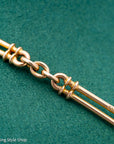 Antique 18k gold trombone link chain, Edwardian Chester 1914 hallmarked, Albert Watch Chain, 51.3g