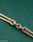 Antique 18k gold trombone link chain, Edwardian Chester 1914 hallmarked, Albert Watch Chain, 51.3g