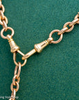 Antique 18k gold trombone link chain, Edwardian Chester 1914 hallmarked, Albert Watch Chain, 51.3g