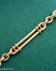 Antique 18k gold trombone link chain, Edwardian Chester 1914 hallmarked, Albert Watch Chain, 51.3g