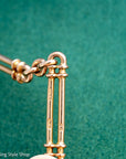 Antique 18k gold trombone link chain, Edwardian Chester 1914 hallmarked, Albert Watch Chain, 51.3g