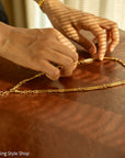 Antique 18k gold trombone link chain, Edwardian Chester 1914 hallmarked, Albert Watch Chain, 51.3g
