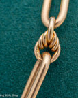 Antique 18k gold lovers knot necklace victorian birmingham 1884 trombone paperclip chain 58.11g