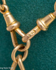 Antique 18K Gold Albert Watch Chain Necklace Birmingham 1913 T-Bar Dog Clasps